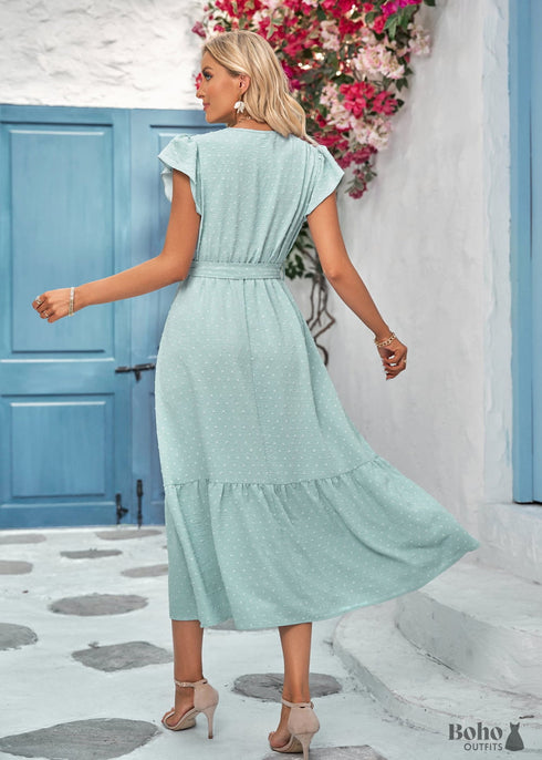 Boho Casual Tied Waist Dress Angela